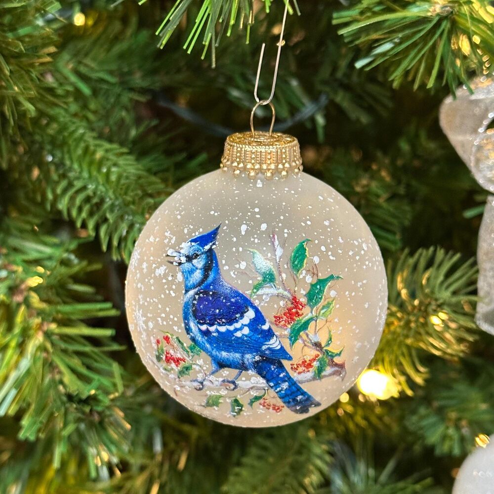 Vintage Glass Blue Jay Christmas Tree Ornament - Krebs USA